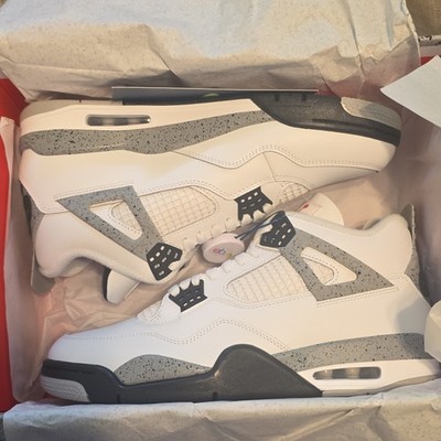 Jordan Air Jordan 4 Men's Mid Top Sneakers White Gray Black Leather FV5029-100