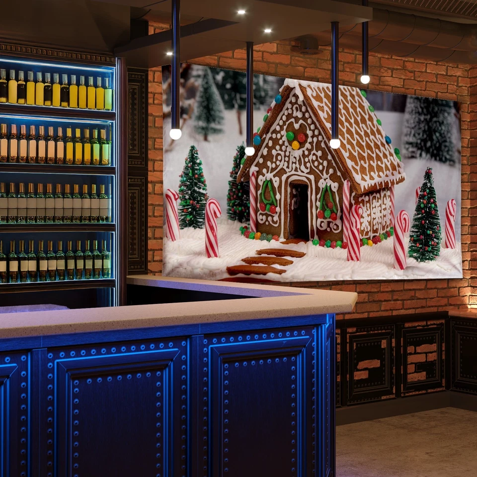 Diseño De Casa De Jengibre - Banner De Fondo Festivo De Navidad De 8FT X 5FT - Imagen 3 de 4