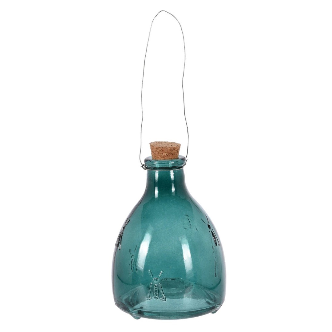 Glass Wasp Trap Hanging Fly Flies Insect Bug Trap Catcher Outdoor - Teal