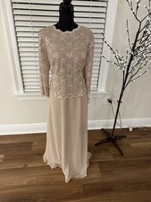 Alex Evenings Full Length Gown W/ Lace Bodice Overlay 16P NWT