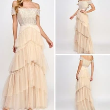 City Studio Formal Bustier Gown 3/4 Tulle Sequin Special Occasion Prom Dress New