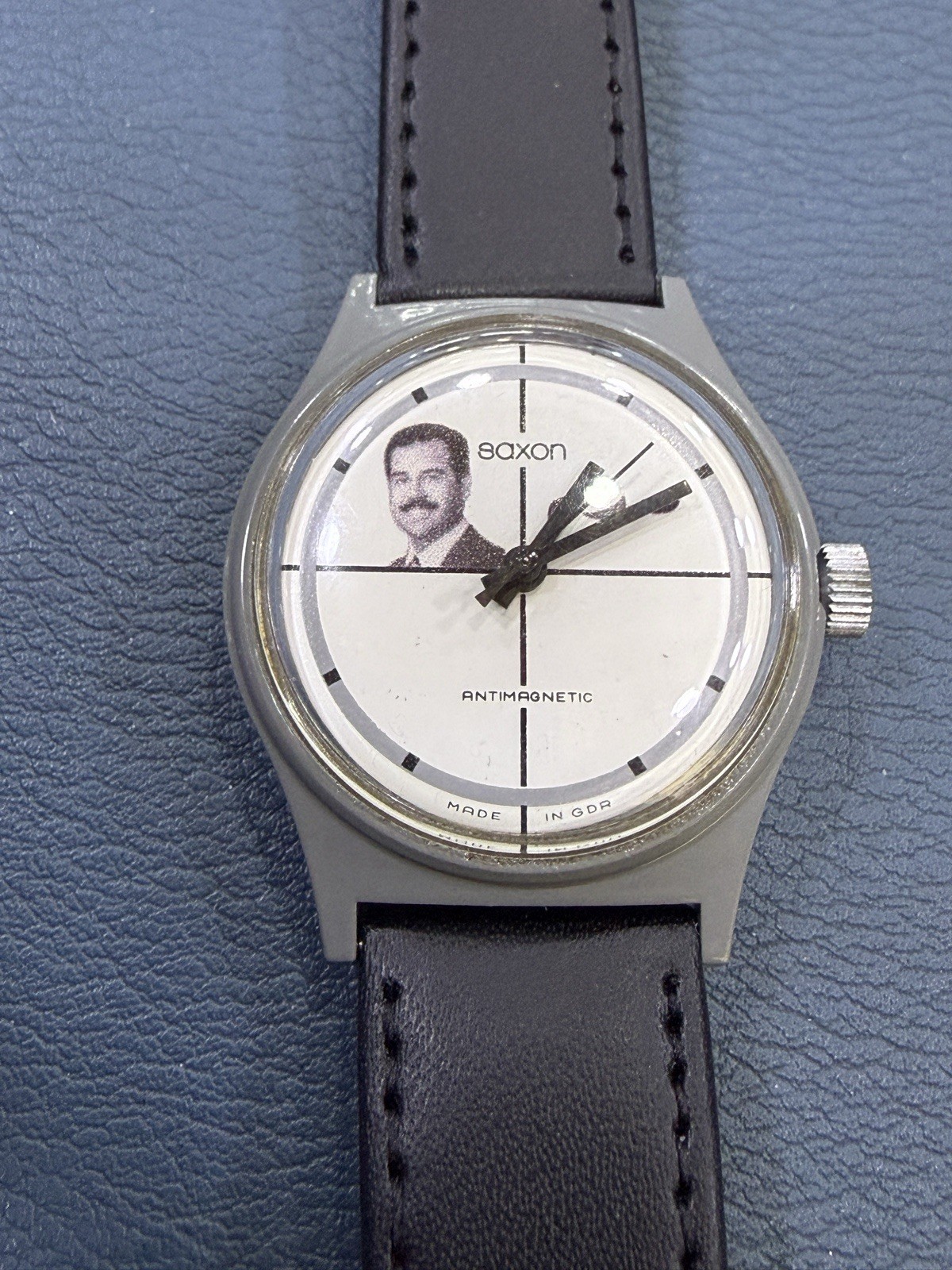 German Saxon  President Saddam Hussein Iraq Photo Dial Watch Mint 34m Size R4 image 4