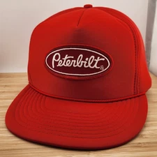 Peterbilt Foam Hat, Red Cap w/Rope, Oval Patch, Nissin Brand, Snapback - EUC 🚚