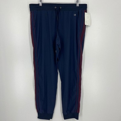 GapFit Womens Navy Blue Burgundy Side Stripe Performance Joggers Large