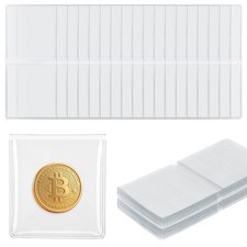 25Pcs Coin Flips 2x2 50 Pockets , Clear Plastic Coin Sleeves for All Coins,