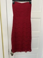 Forever 21 Juniors Size Small Red  Lace Overlay Strapless Dress, Lined NWT