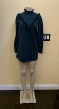 Zara W/B Collection Size Small Hunter Green Long Sleeve Mini Dress