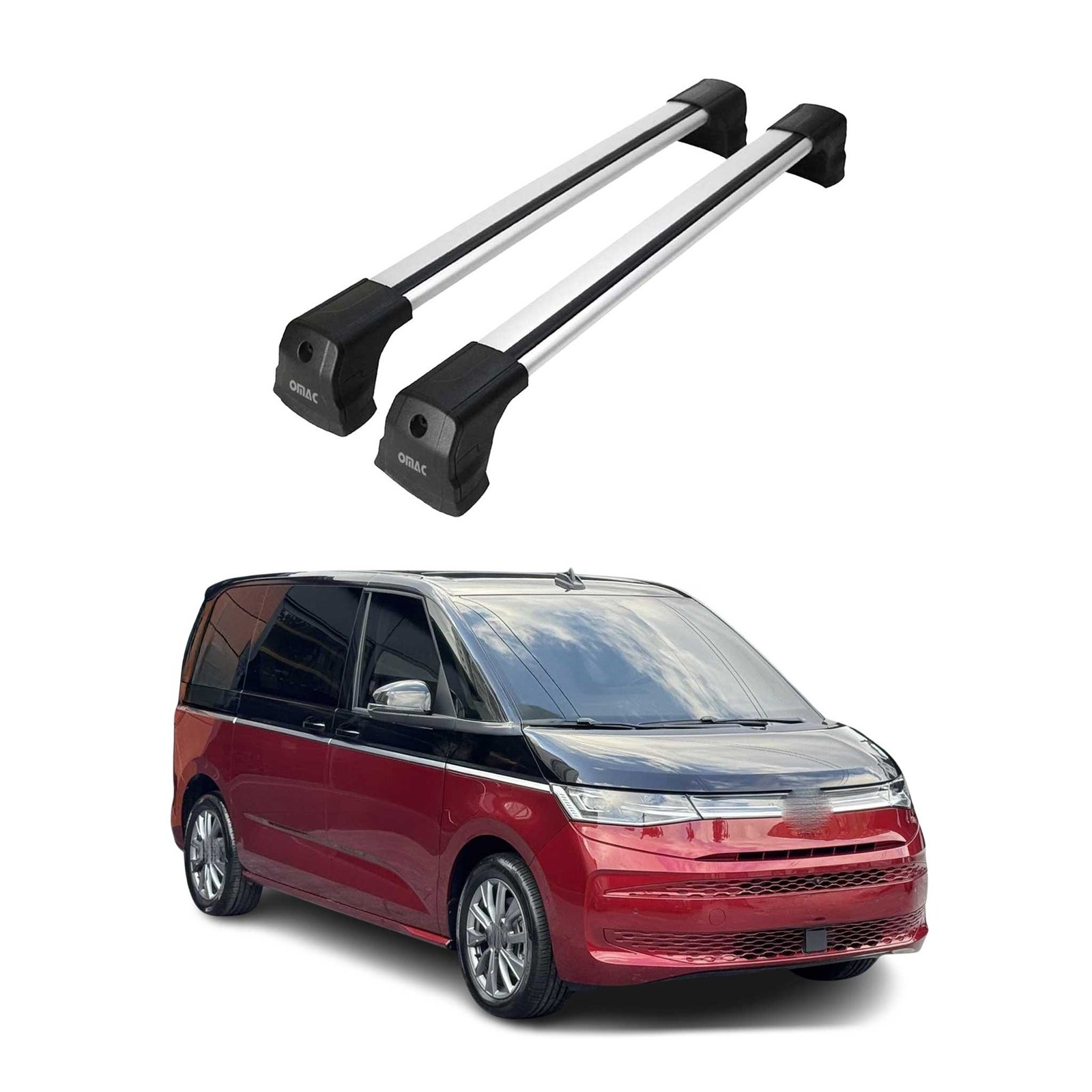 Barres de toit en aluminium gris haut de gamme dédiées au VW T7 Multivan 2021-2026