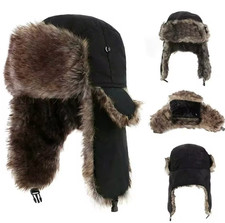 Winter Mens Ushanka Trapper Hat Russian Trooper Ear Flap Cap Earflap