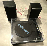 Lenco Bluetooth Turntable Record Player with 2 Speakers & Dust Cover, Black
