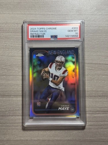2024 Topps Chrome Drake Maye #203 Refractor RC Rookie Card PSA 10 Gem Mint