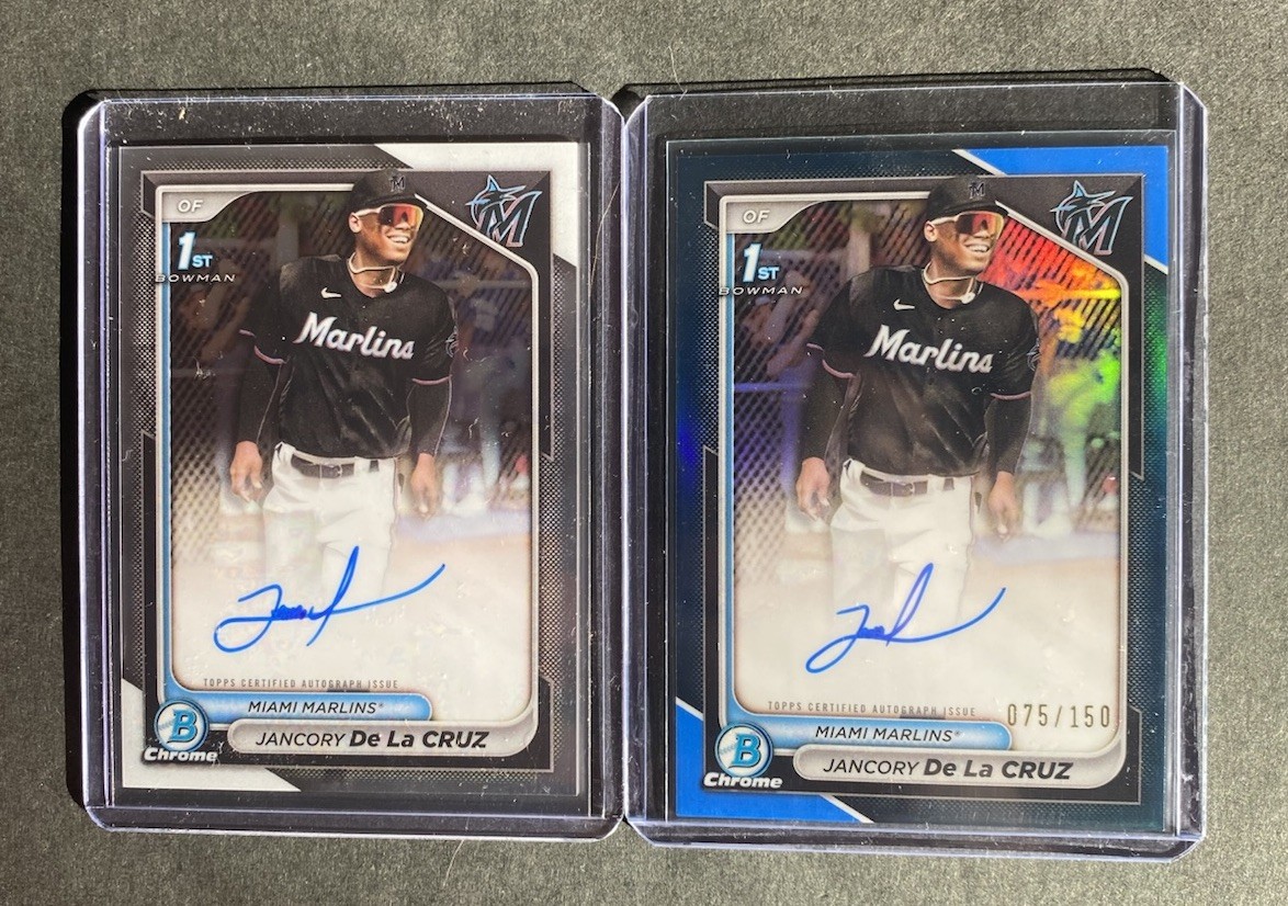 2024 Bowman Chrome Jancory De La Cruz 1st Prospect Auto Base + Blue /150 Marlins