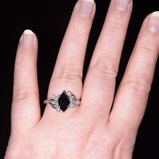 3 Ct Black Diamond Marquise Engagement Anniversary Ring 14K White Gold Finish
