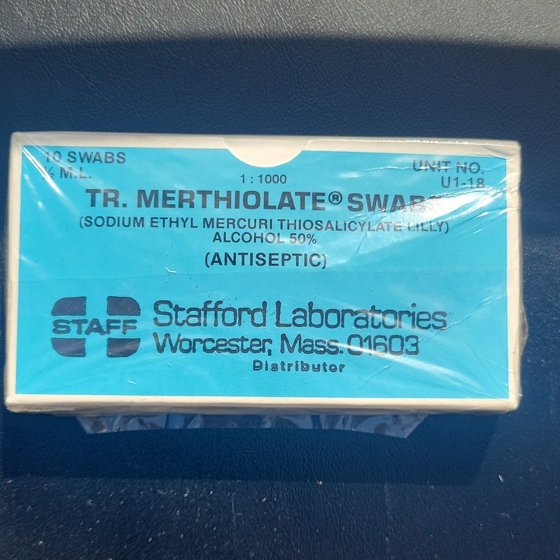 1962 TR Merthiolate Antiseptic Swabs 50% Alcohol Stafford Laboratories Eli Lilly