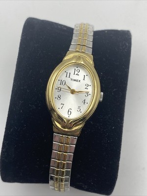 Timex Cavatina Womens Watch 20mm Silver Gold Two Tone Oval Dial New Battery