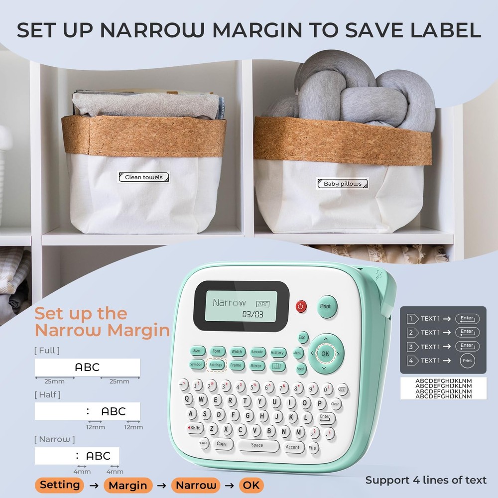 Label Maker Machine D210S with Keyboard and Tapes Handheld Label Maker