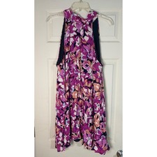 Lulus Purple Pink Floral Halter Mini Dress XL Wedding Guest Vacation Party
