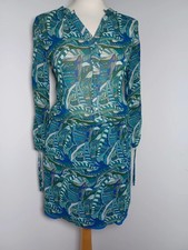 Dea Kudibal Silk Dress Small Blue Abstract Print Luxury Designer Wrap Style Z41