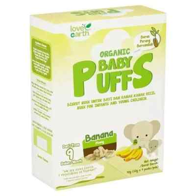 LOVE AND EARTH BROWN RICE BABY PUFF BANANE 10G X 4 KOSTENLOSER VERSAND WELTWEIT
