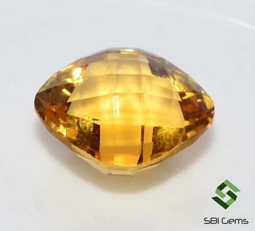 Natural Citrine Cushion Briolite Double Side Checker Cut 12 mm Loose Gemstone - Picture 6 of 6