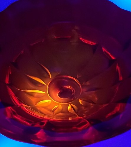 Fenton Valencia Large Amberina Pedestal Centerpiece Compote **GLOWS! 5½x10" - Picture 12 of 12
