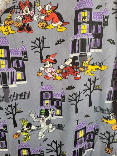 Disney Gray Haunted House Trick or Treat Scrub Top Medium - Picture 5 of 13