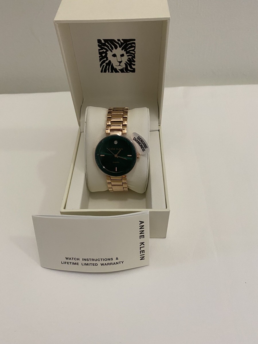 Anne Klein Women\'s Gold And Green Analog Genuine Diamond Dial Bracelet Watch Amazon.com: Anne Klein Women main image 3