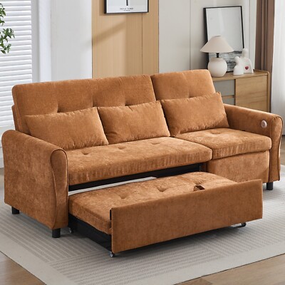 Convertible Sleeper Sofa Bed 3-Seater Sofa Couch w/ Reversible Recliner Sofa US