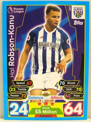 Match Attax 2017/18 Premier League - #341 Hal Robson-Kanu - West Bromwich Albion
