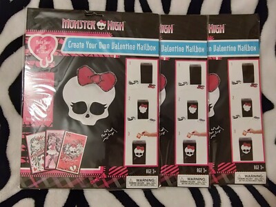 Monster High Create Your Own Valentine Mailbox w/ Valentine Cards LOT of 3 