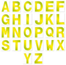 Pegatinas Letras Alfabeto CAPITAL A-Z Autoadhesivas Permanentes Alta Visibilidad Amarillo 3"