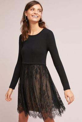 bailey 44 layered lacework dress BAILEY 44 Womens Black Lace Tiered Bodycon Dress Knee Length Size S