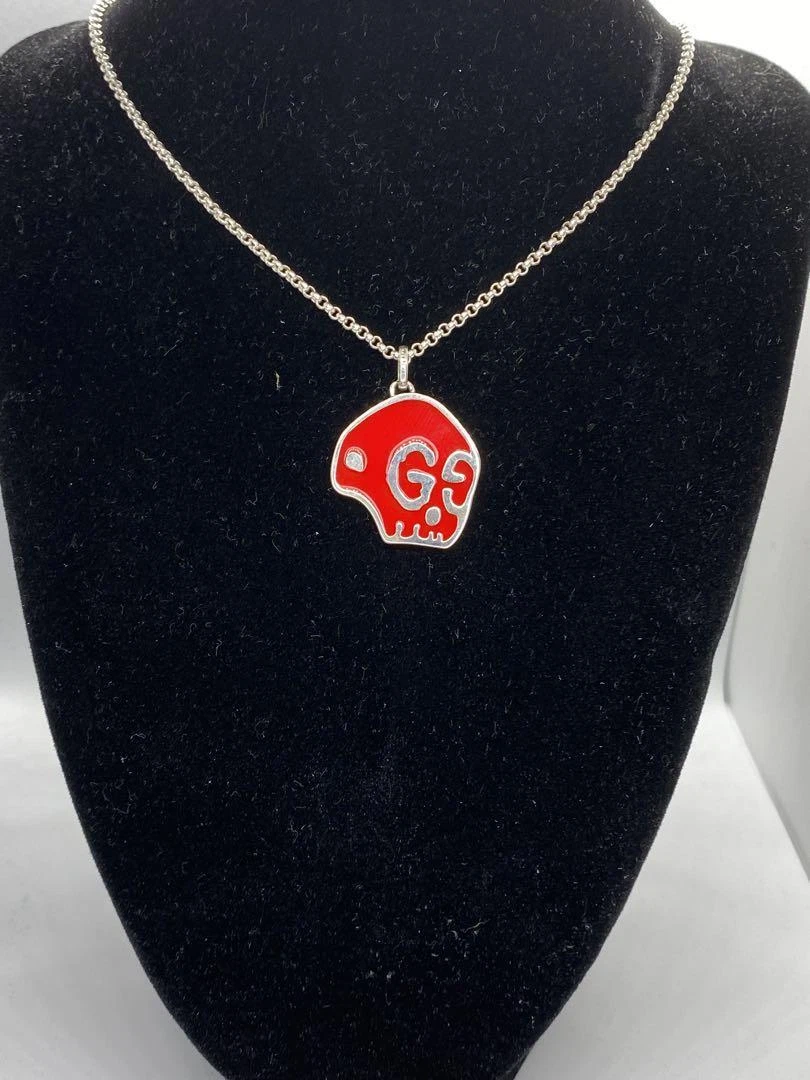 Gucci Ghost Necklace Red Skull Silver 925