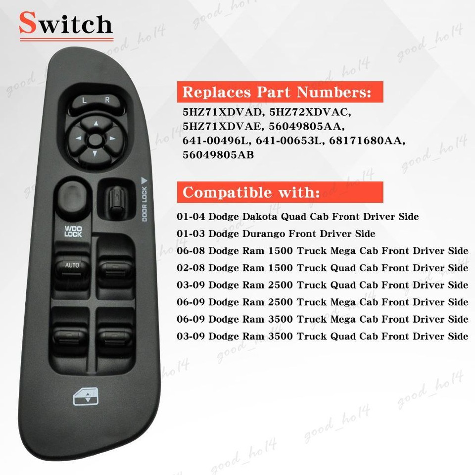 2014 Dodge Avenger Window Switch Master Power Window Switch For 2002-2010 Dodge Ram 1500/2500/3500 - Driver's Door 2010 Dodge Grand Caravan Window Switch - Foto 6