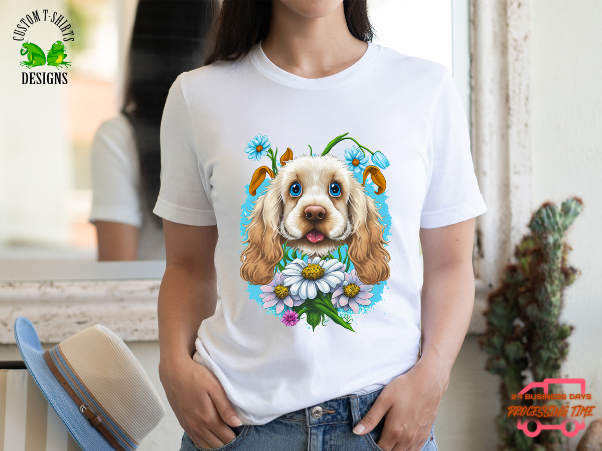 Floral Dog T-Shirt Cocker Spaniel T-Shirt Dog Mom Shirt Dog Lover
