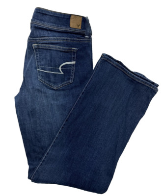 American Eagle Women s Slim Bootcut Jeans 12 34x30 High Rise Dark Wash Stretch
