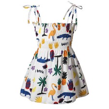 Toddler Kids Baby Girls Floral Animal Pleated Dress Casual Summer Sundress 1-6Y
