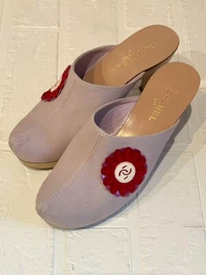 CHANEL Mules Sabots Coco Mark Flower Pour Femme Sandales, EU 35, Rose Beige - Photo 1/4