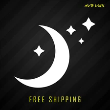 Crescent Moon and Stars Vinyl Decal Sticker | Half Moon astrology lunar gazing
