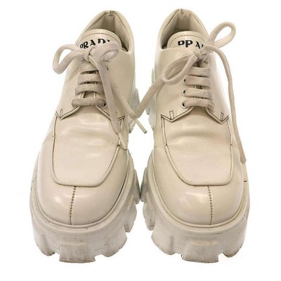 Prada Monolith Brushed Leather Lace-up Shoe 708 White 36 Used MESC 