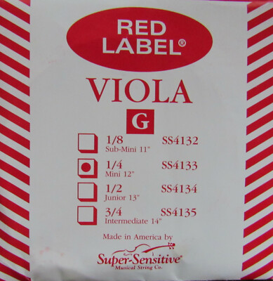 Viola String G 1/4 Mini 12'' SS4133 Red Label Super Sensitive Music Instrument