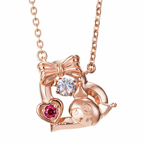 My Melody Kuromi Dancing Stone Necklace Heart Sanrio Pendant Genuine from Japan