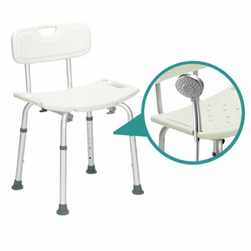 Banco de banho de 8 alturas cadeira de chuveiro banquinho resistente cadeira banheira com encosto - Imagem 4 de 4