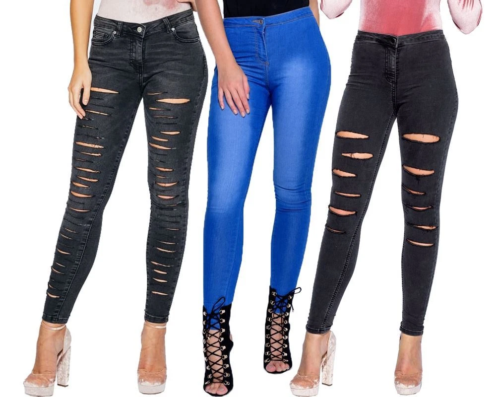 Slash ripped best sale jeans
