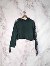 Zara Hoodie Women Small Crop Green Do Not Create Limits Long Trafaluc Sweatshirt