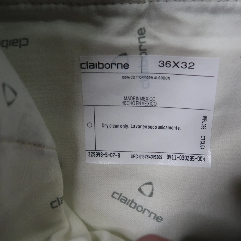 Pantalones Chinos de Pana Claiborne Para Hombre 36x32 Marrón Plisado Pierna Recta Foto 3 de 4