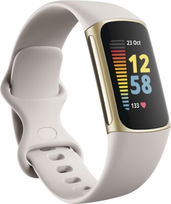 Fitbit Charge 5 Advanced Fitness & Health Tracker - Soft Gold / Lunar White