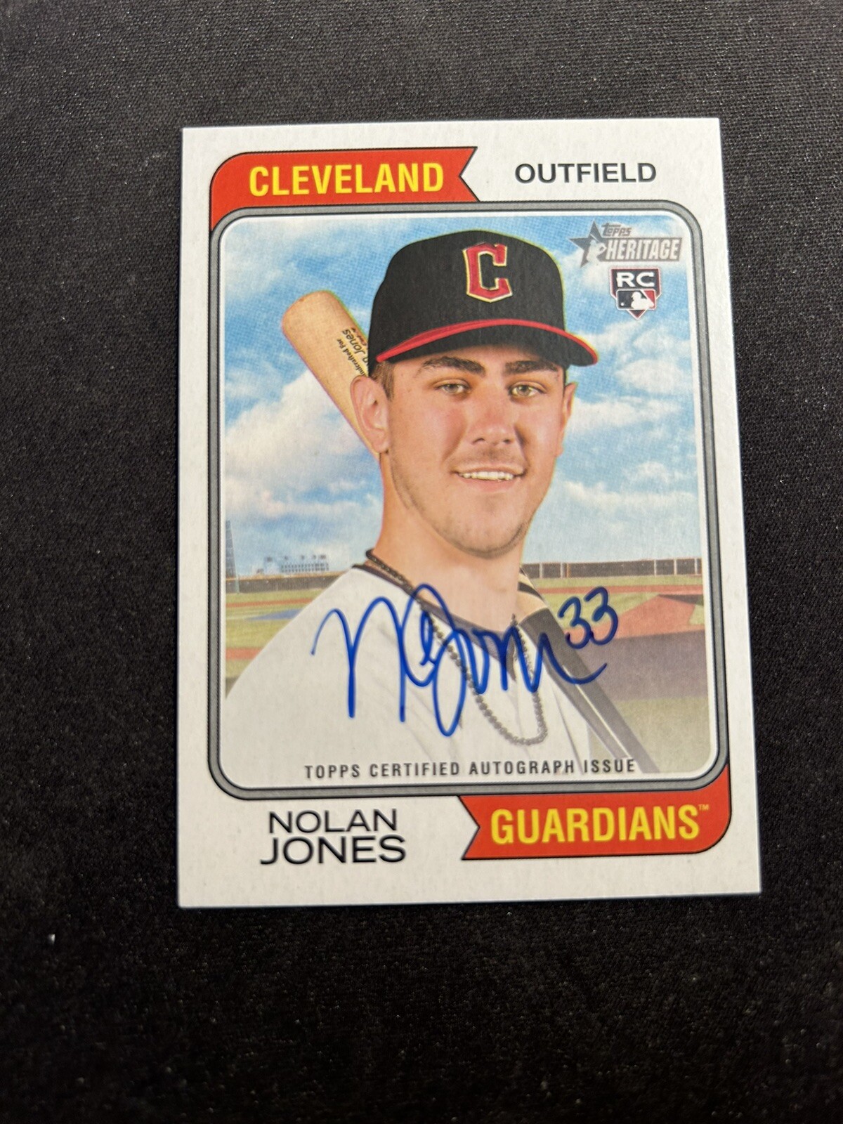 Nolan Jones 2023 Topps Heritage Real One Autographs Auto RC #ROA-NJ Guardians