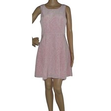 Forever 21 Dress Medium Pink White print sleeveless scoop knee length fit flare