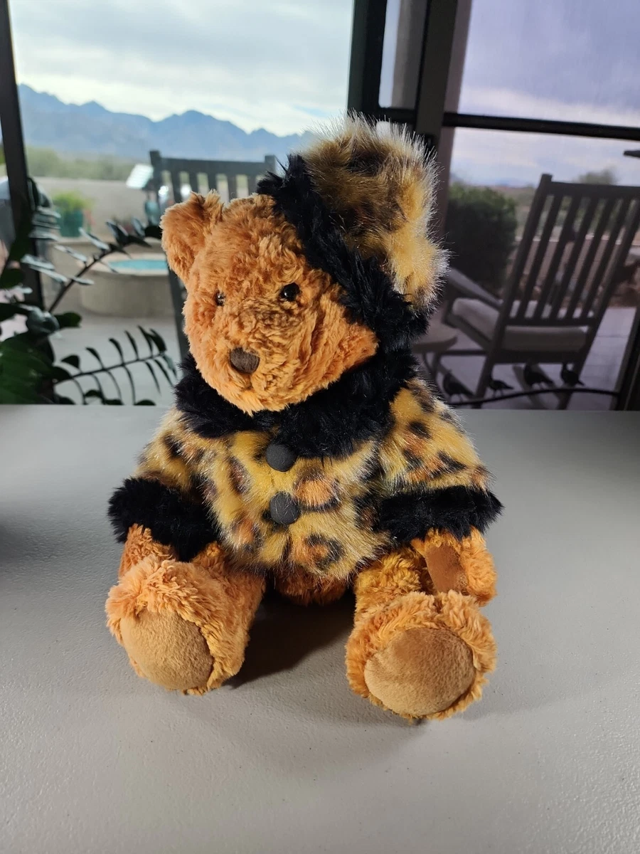 Vintage DAKIN LOLA LEOPARD PRINT COAT PLUSH Stuffed Animal Teddy Bear 11 inch